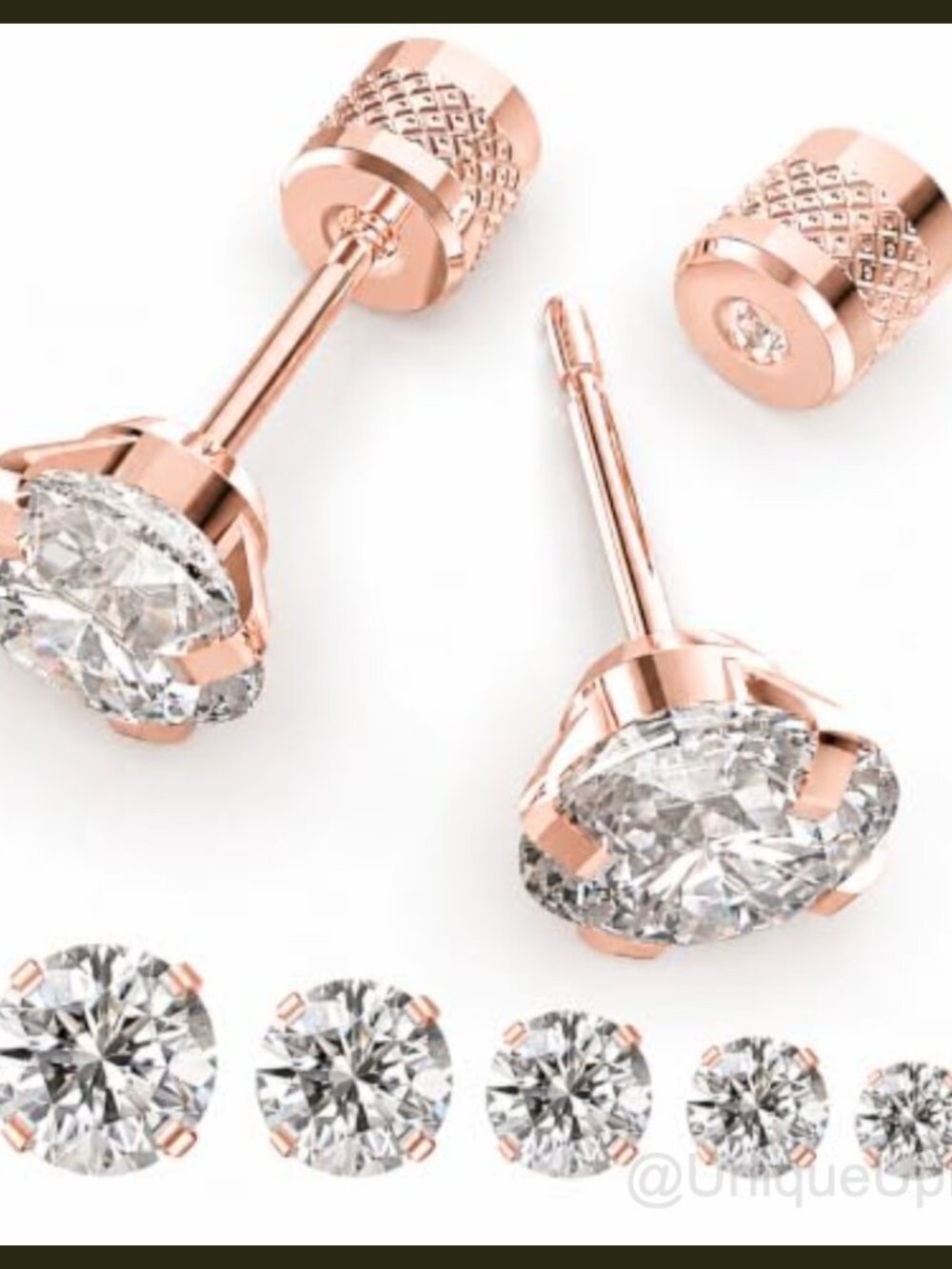 Flat Back Stud Earrings Set Hypoallergenic Surgical Stainless Steel Cubic